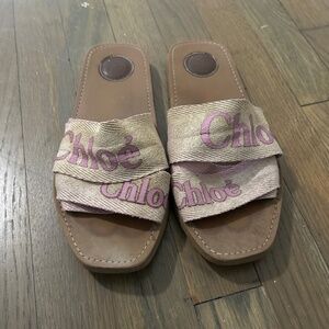 Chloe authentic woody logo print slides